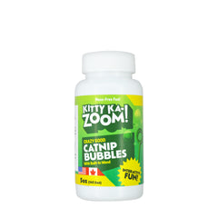 KITTY KA-ZOOM Catnip Bubbles bottle with wand enabling mess-free indoor play.