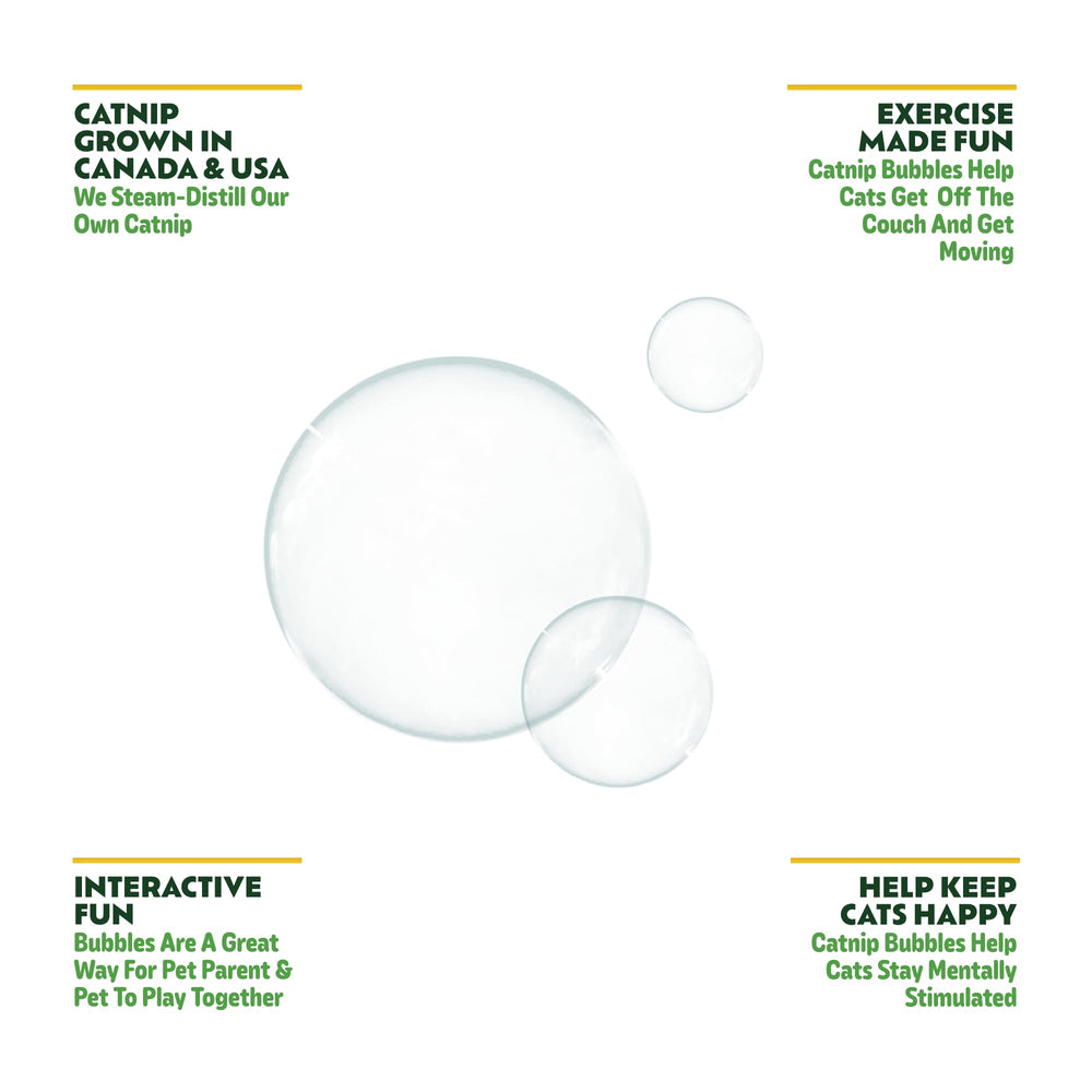 KITTY KA-ZOOM Catnip Bubbles built-in wand close-up boosts easy bubble fun for cats.