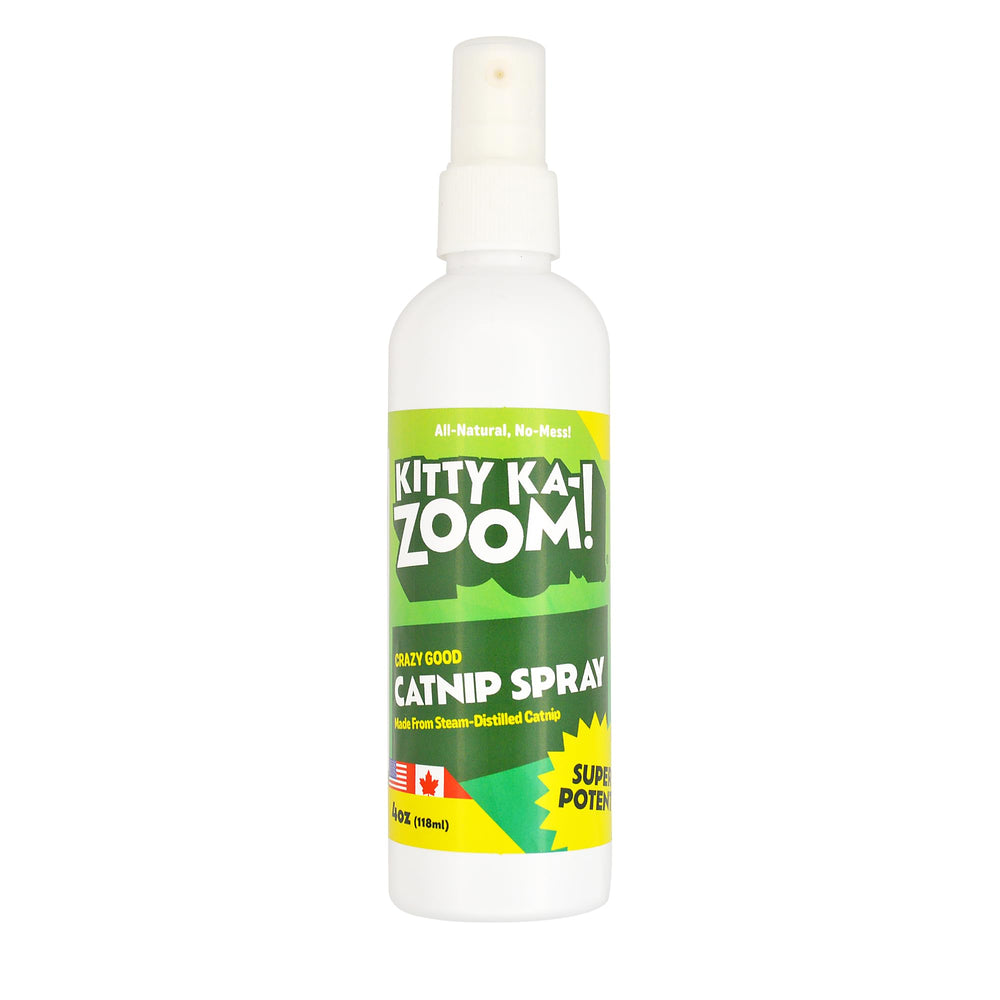 KITTY KA-ZOOM catnip spray bottle closeup boosts playful energy