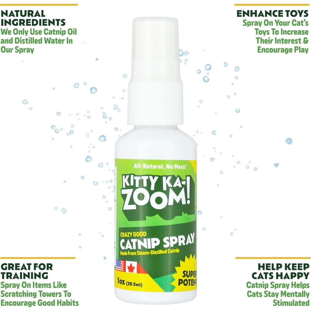 KITTY KA-ZOOM spray on toy demonstrates easy indoor enrichment