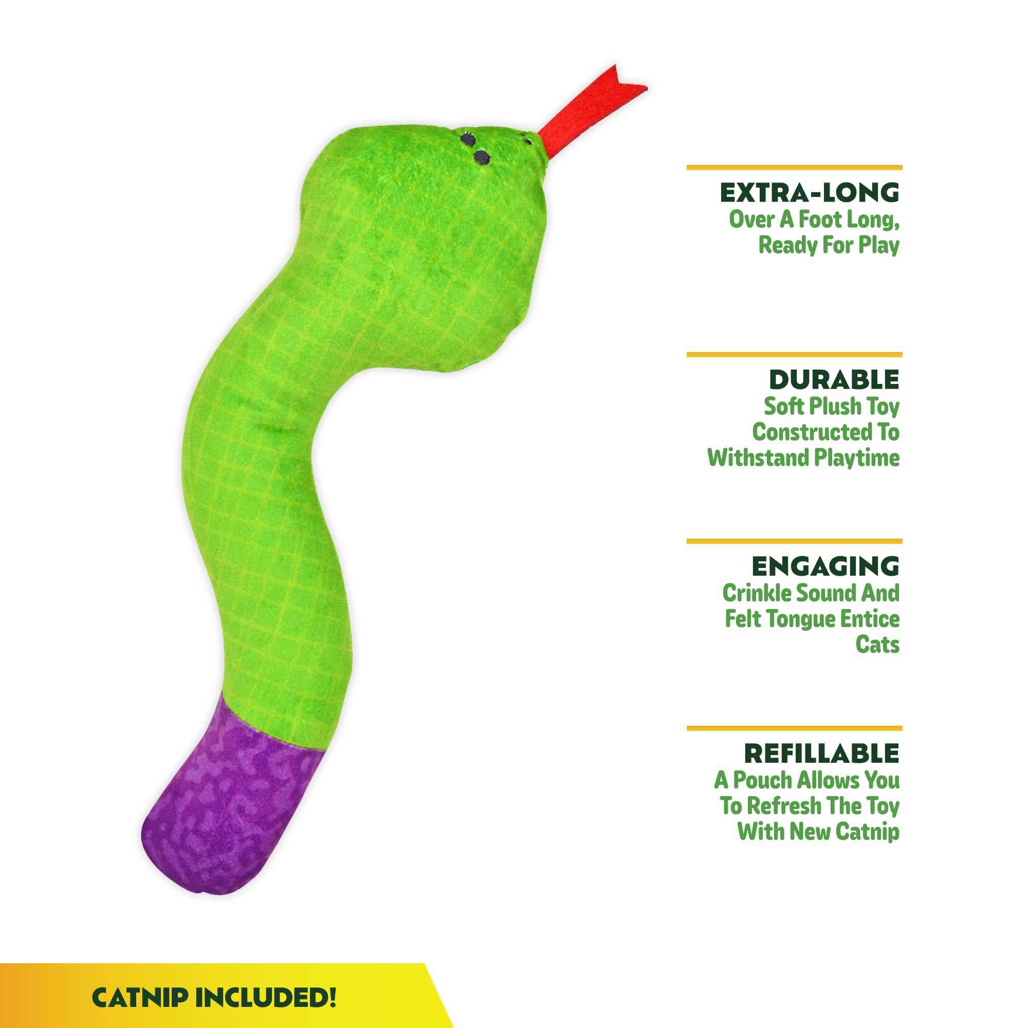 KITTY KA-ZOOM Zoomie Snake Kicker plush closeup emphasizes soft textures for interactive pouncing