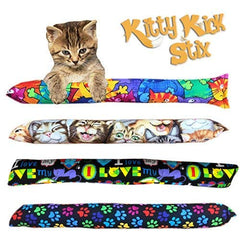 Kitty Kick Stix 15-inch set in box promotes indoor play and exercise.