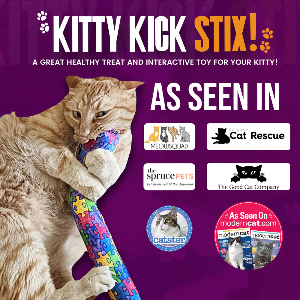 Kitty Kick Stix durable double-stitch construction stands up to rough play.