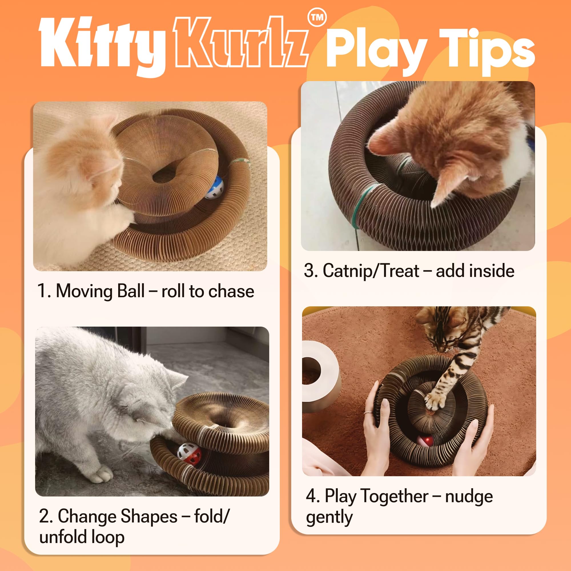 Kitty Kurlz foldable design folds flat for easy storage and portability.