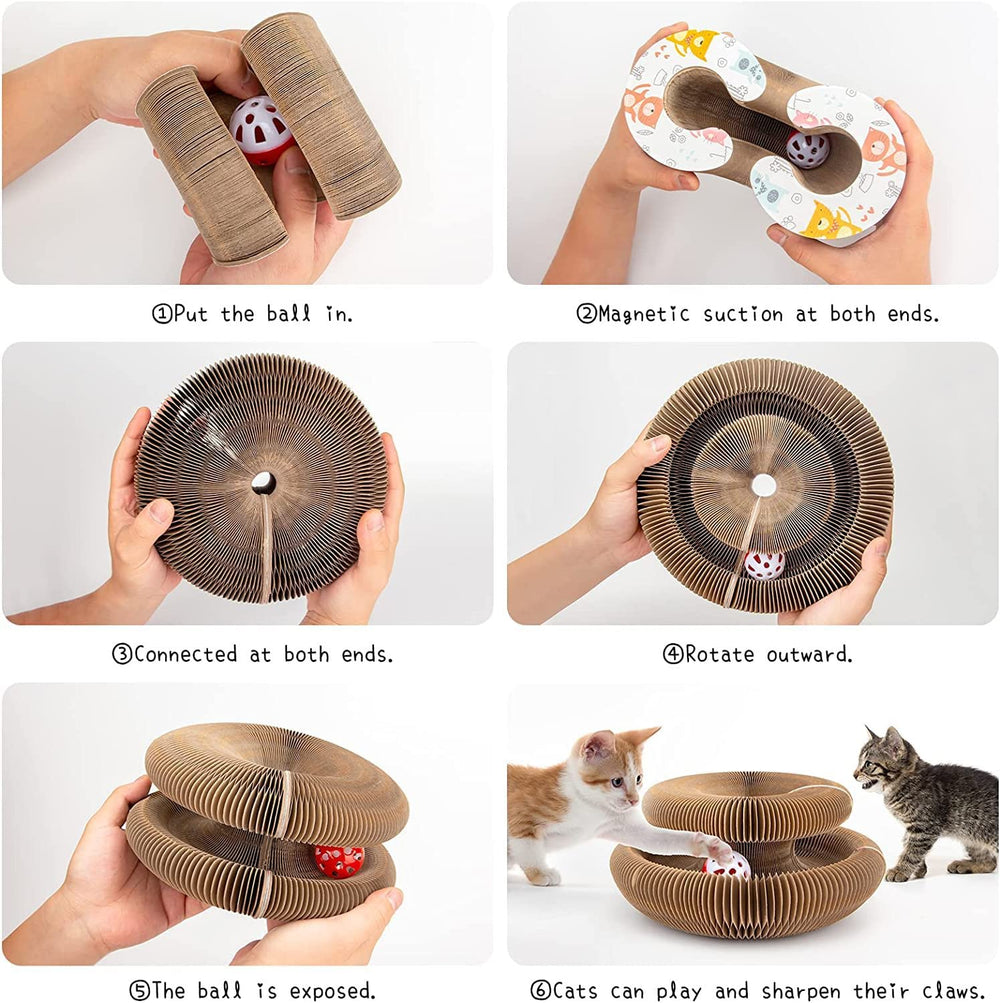 Kitty Kurlz Magic Organ cat scratcher portable folding design simplifies storage and transport.