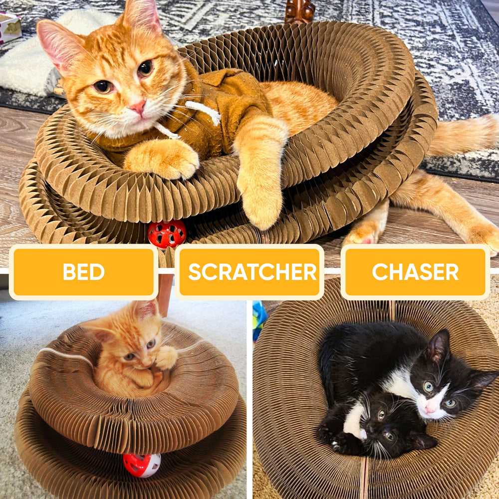 Kitty Kurlz reversible scratcher side A features a durable cardboard surface.