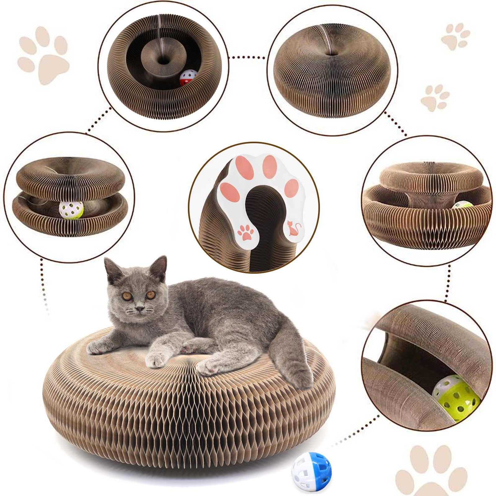 Kitty Kurlz scratch-lounge combo offers a cozy resting spot while encouraging nail health.