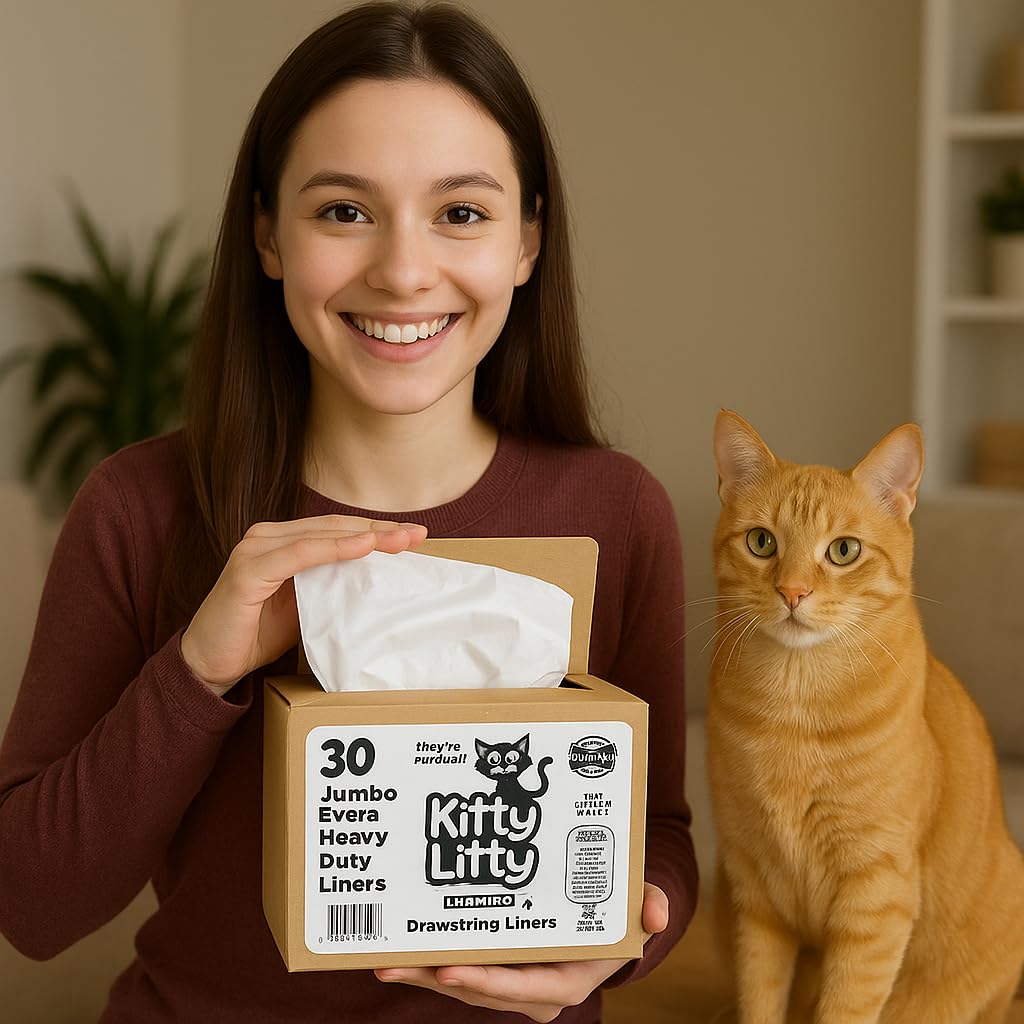 Kitty Litty easy-clean drawstring closure makes cleanup quick and contained