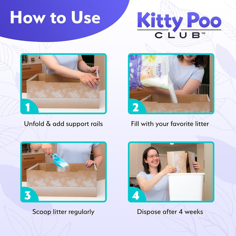 Kitty Poo Club leakproof 2-pack eco packaging highlights recyclable after-use solution.