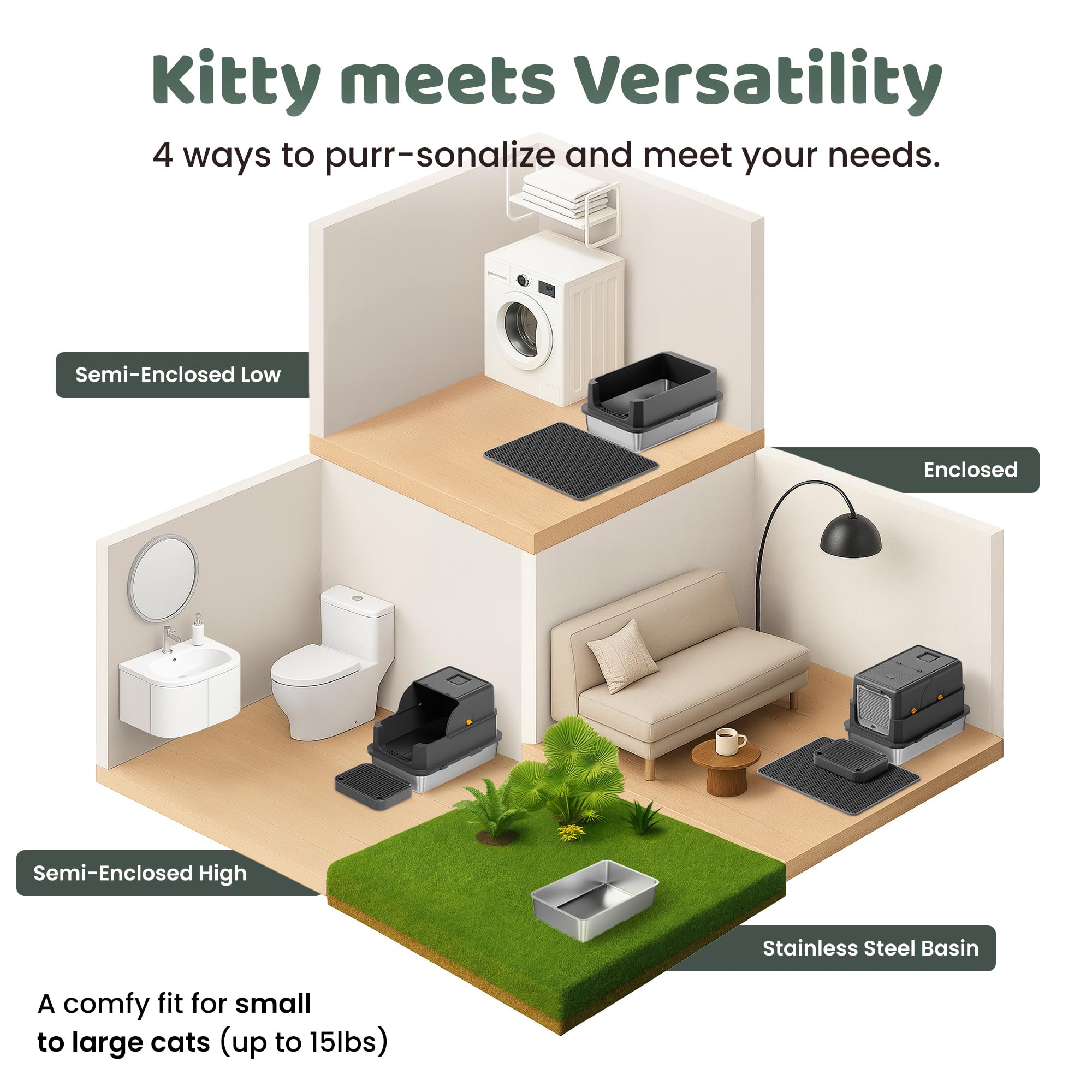 KittyLetto XL dimensions 22.93 x 14.74 x 15.25 inches.