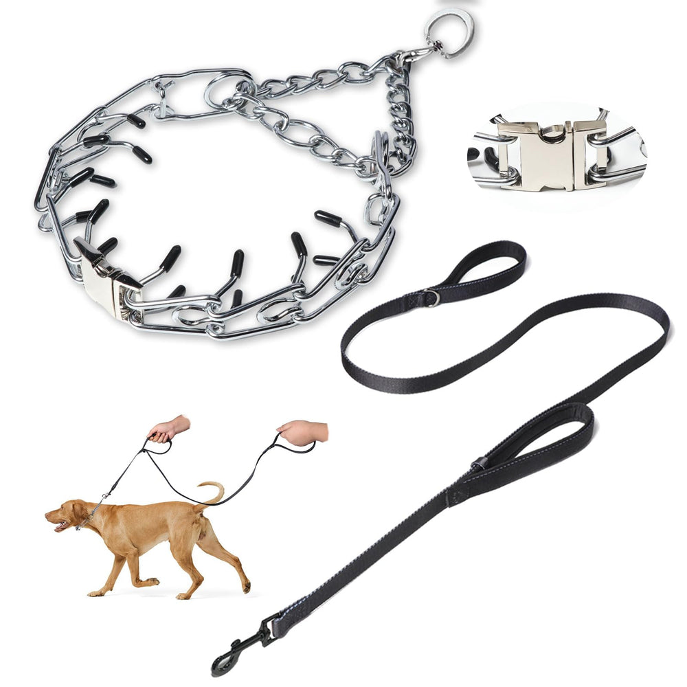 Kitys Fatch prong collar silver close-up showing sturdy design for safe training