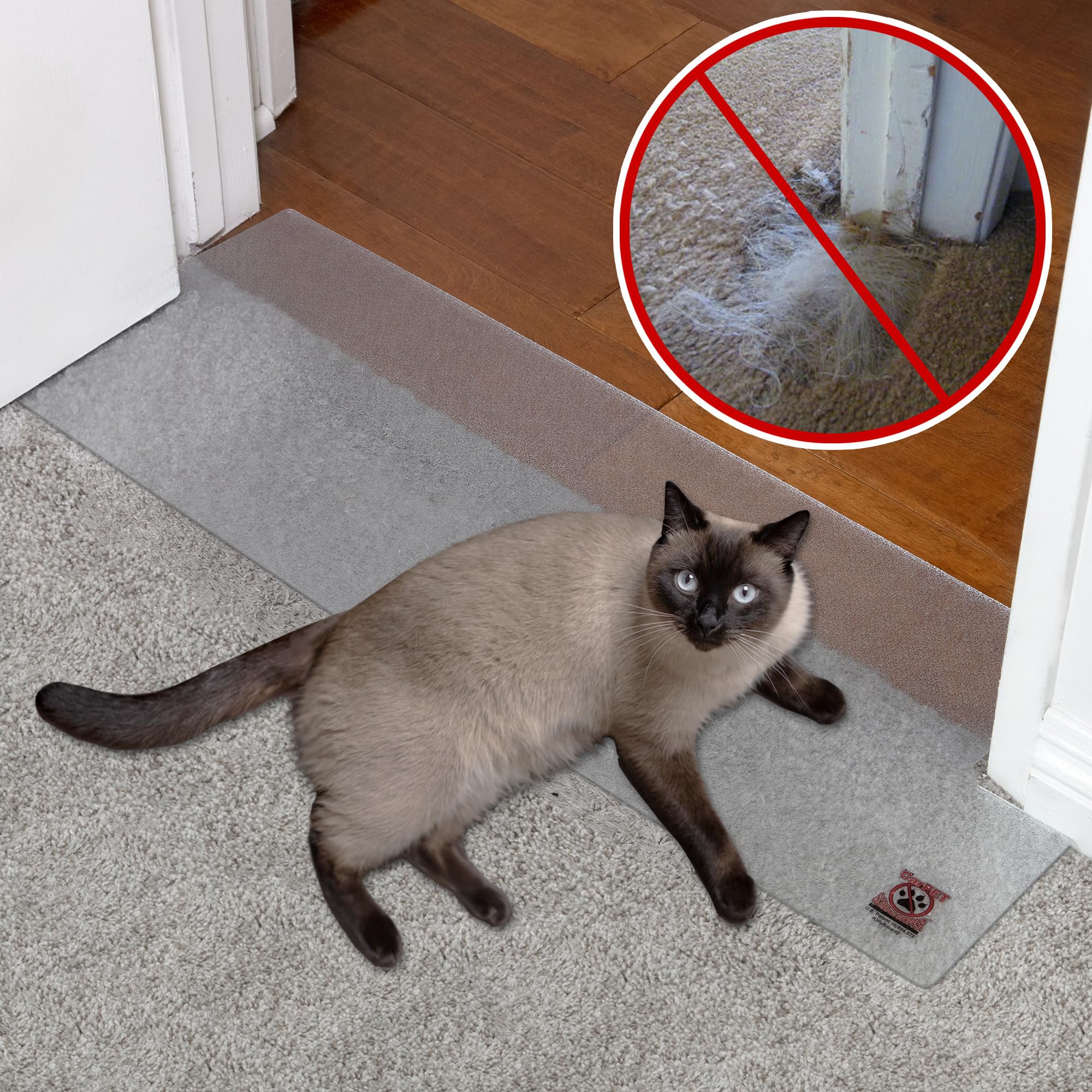 KittySmart Carpet Scratch Stopper pre-cut edge for quick doorway setup and reduced wear.