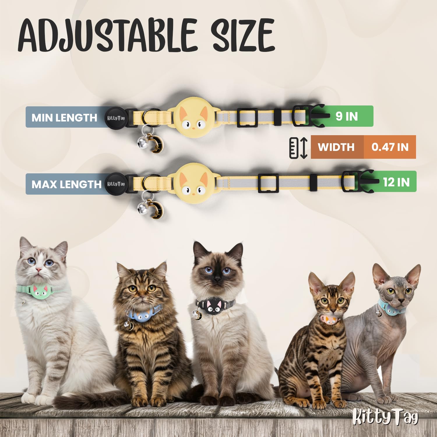 KittyTag Airtag collar yellow—rugged attachment for active play.