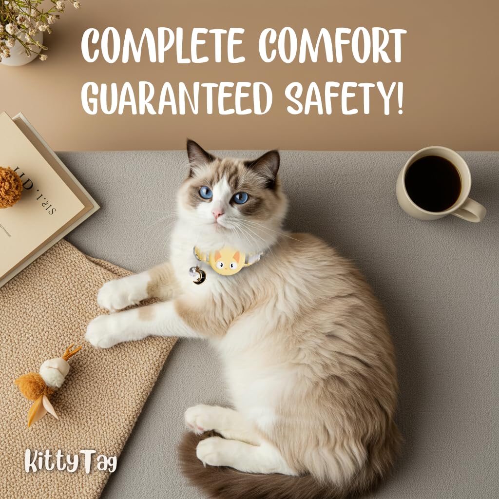 KittyTag Airtag collar yellow—packaging and ready-to-use presentation.