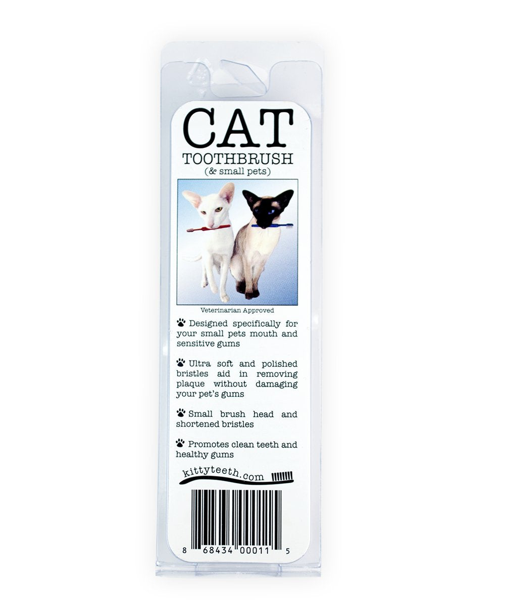 Kittyteeth small-pet toothbrush handle closeup for comfortable daily brushing.