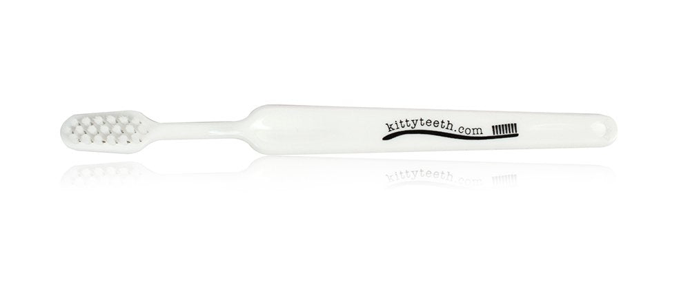 Kittyteeth ultra-soft bristles closeup protect tender gums while cleaning gently.
