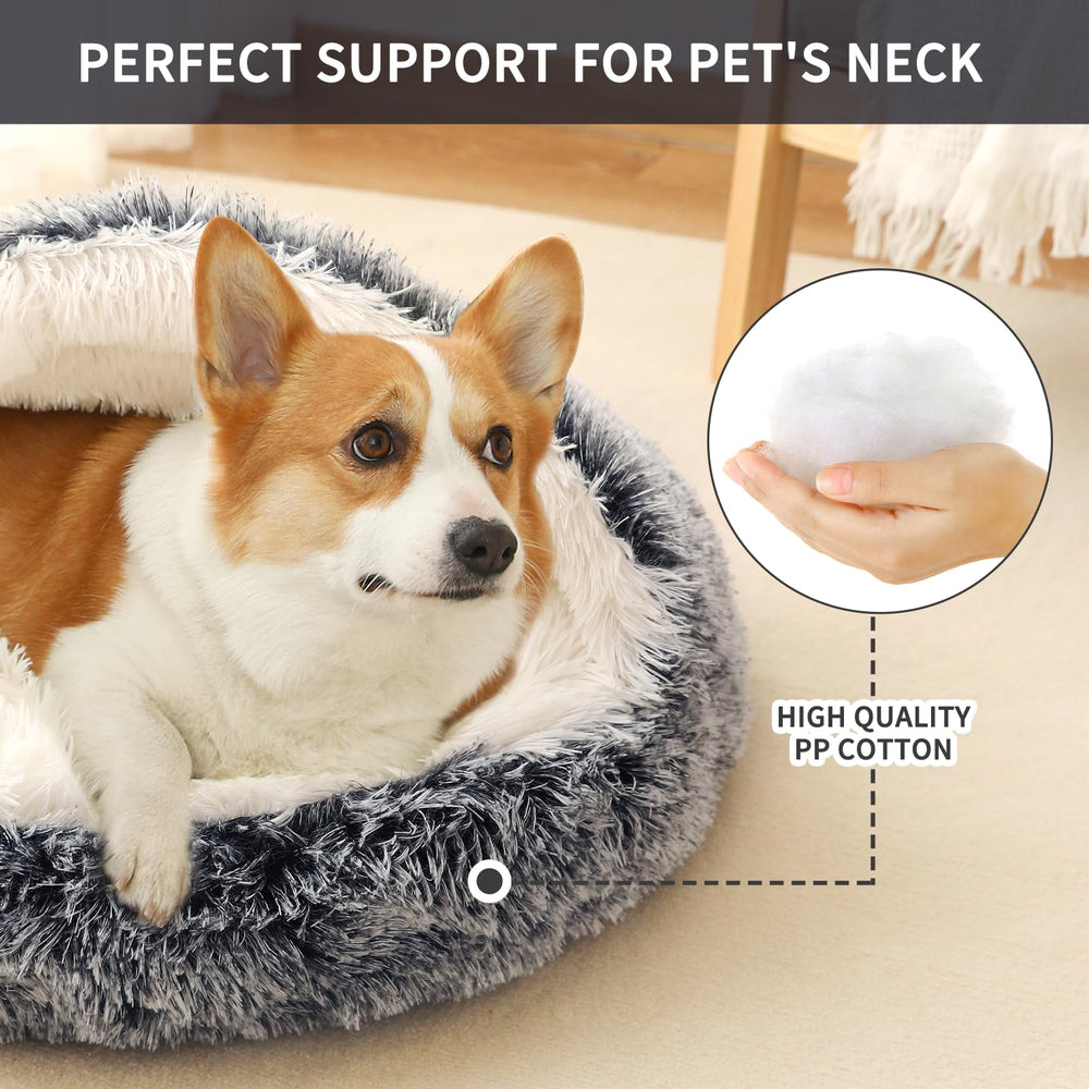 KITTYWOO self-warming donut bed interior invites snug burrowing for comfort.