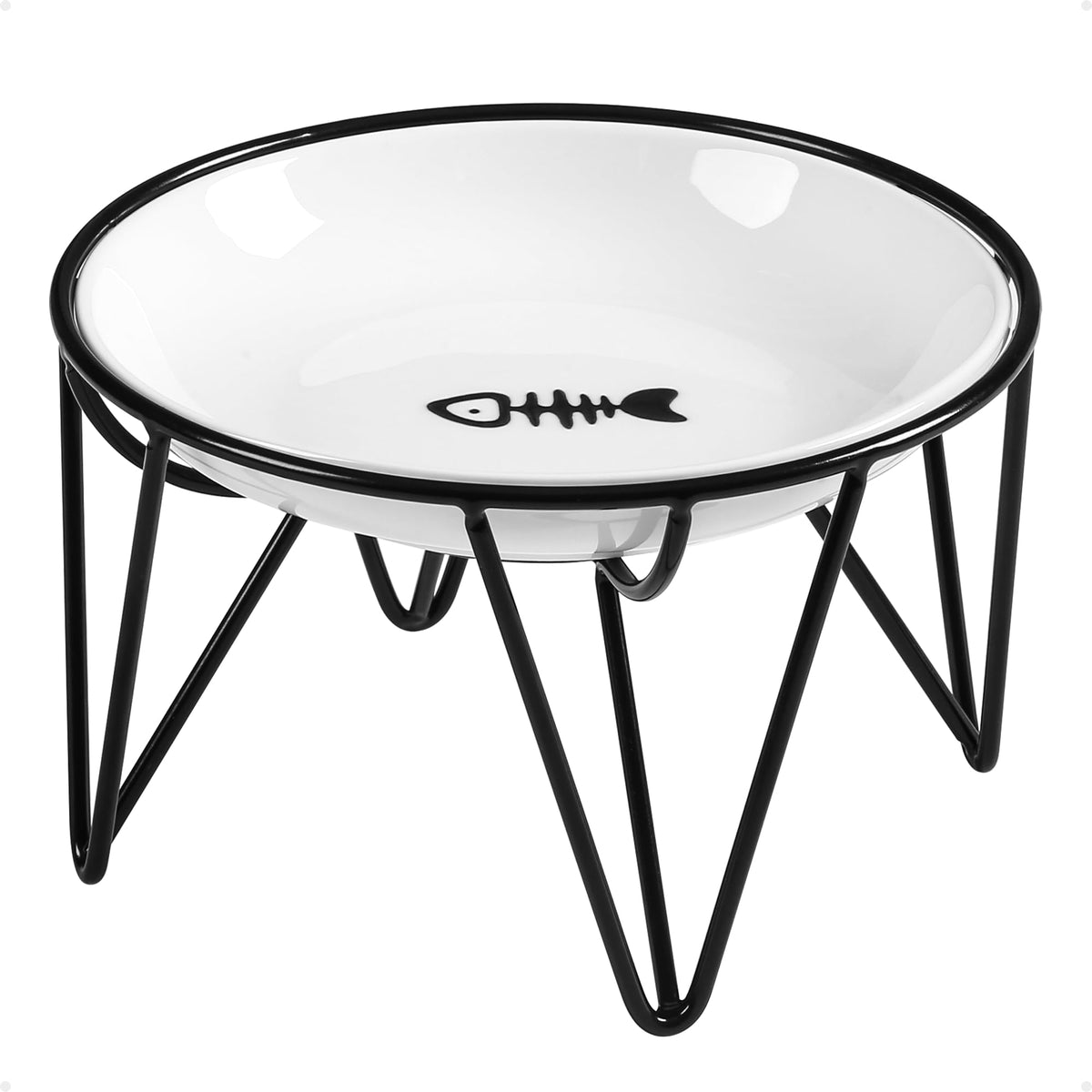 Kitwinney ceramic elevated cat bowls showing the raised feeding setup for comfortable meals