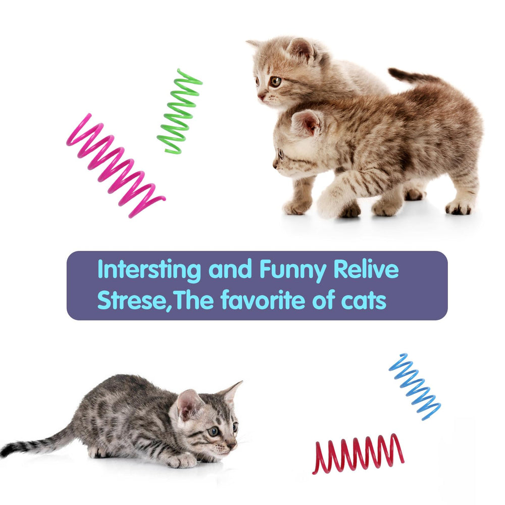 Kitys Fatch indoor cat enrichment with spiral spring supports self-play and exercise.