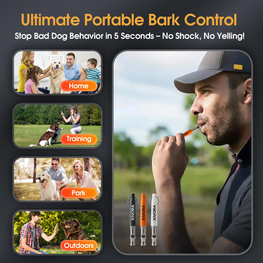 KIVORA dog whistle packaging display four-pack ideal for gifting or sharing