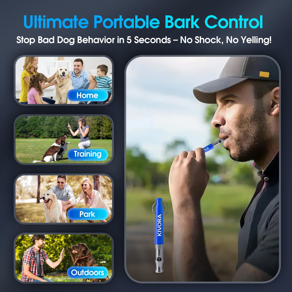 KIVORA dog whistle ultrasonic-wave helps train without shouting.