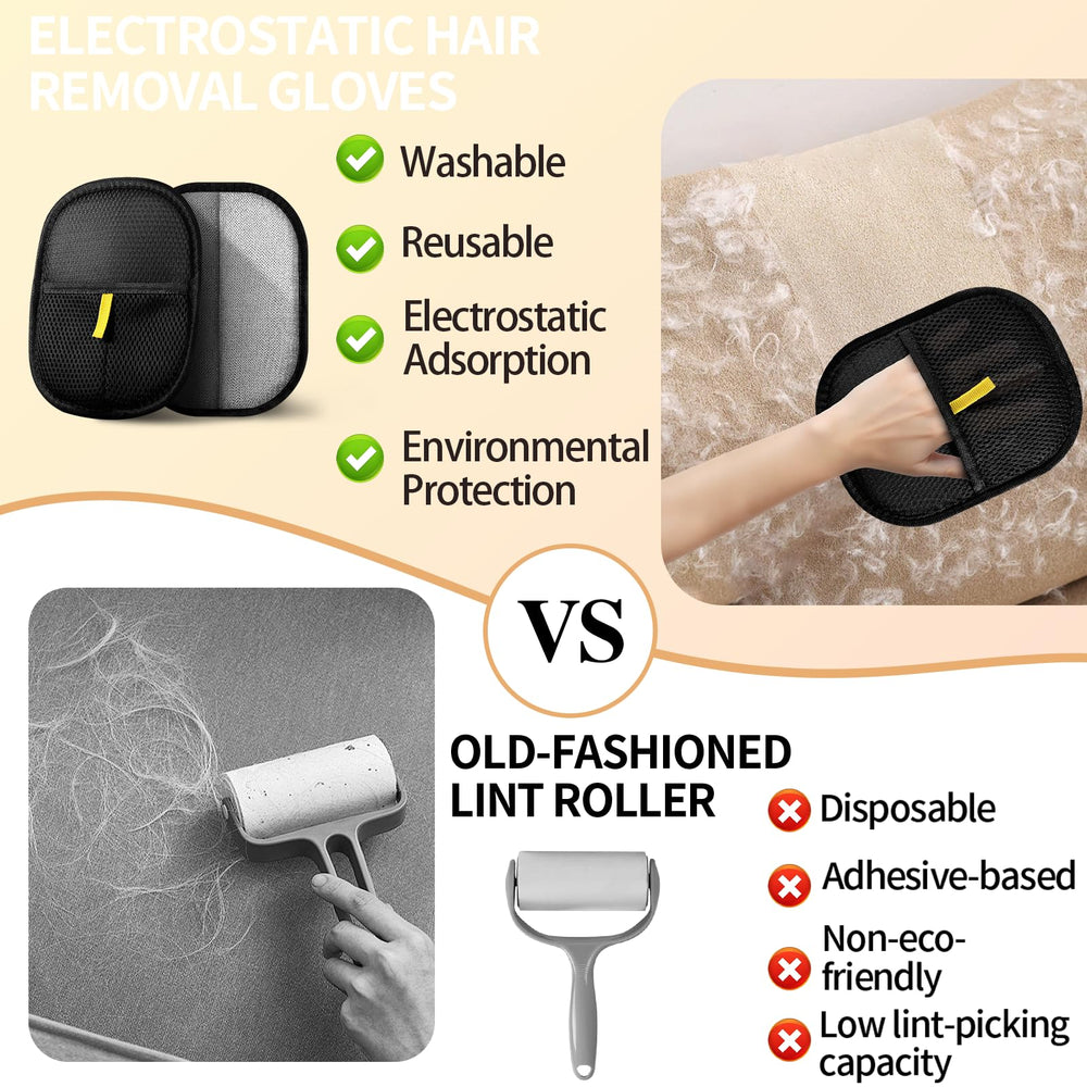 Kivori gloves lifting lint from clothing for quick refresh