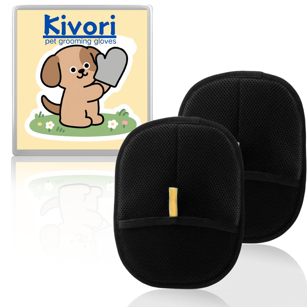 Kivori pet grooming gloves packaging, ready for easy fur cleanup