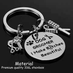 Kivosliviz dog-stylist pendant detail highlights engraved message for professional vibe
