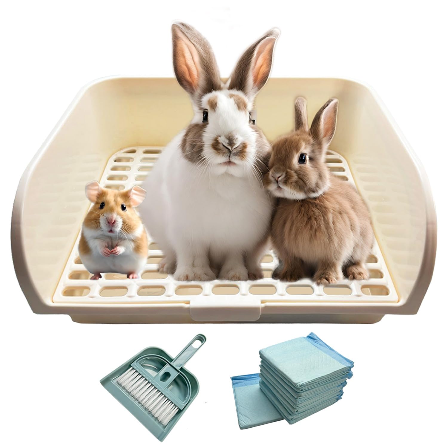 Kiwi & Mora rabbit litter box exterior shows large size for easy cleaning and odor control.