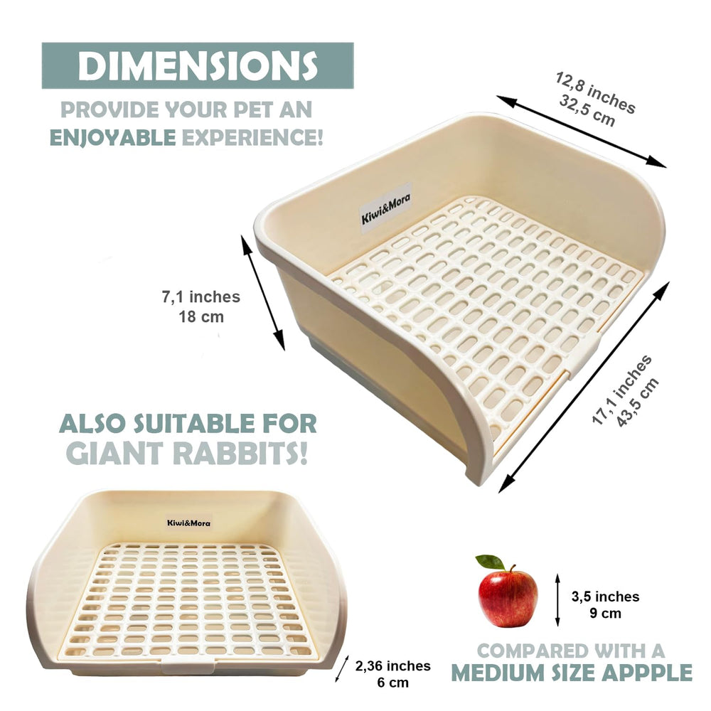 Kiwi & Mora rabbit litter box inside view reveals smooth edges and wipe-clean interior.