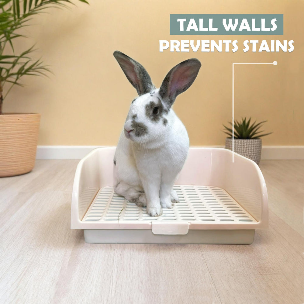 Kiwi & Mora rabbit litter box safety grid keeps paws clean and safe during use.