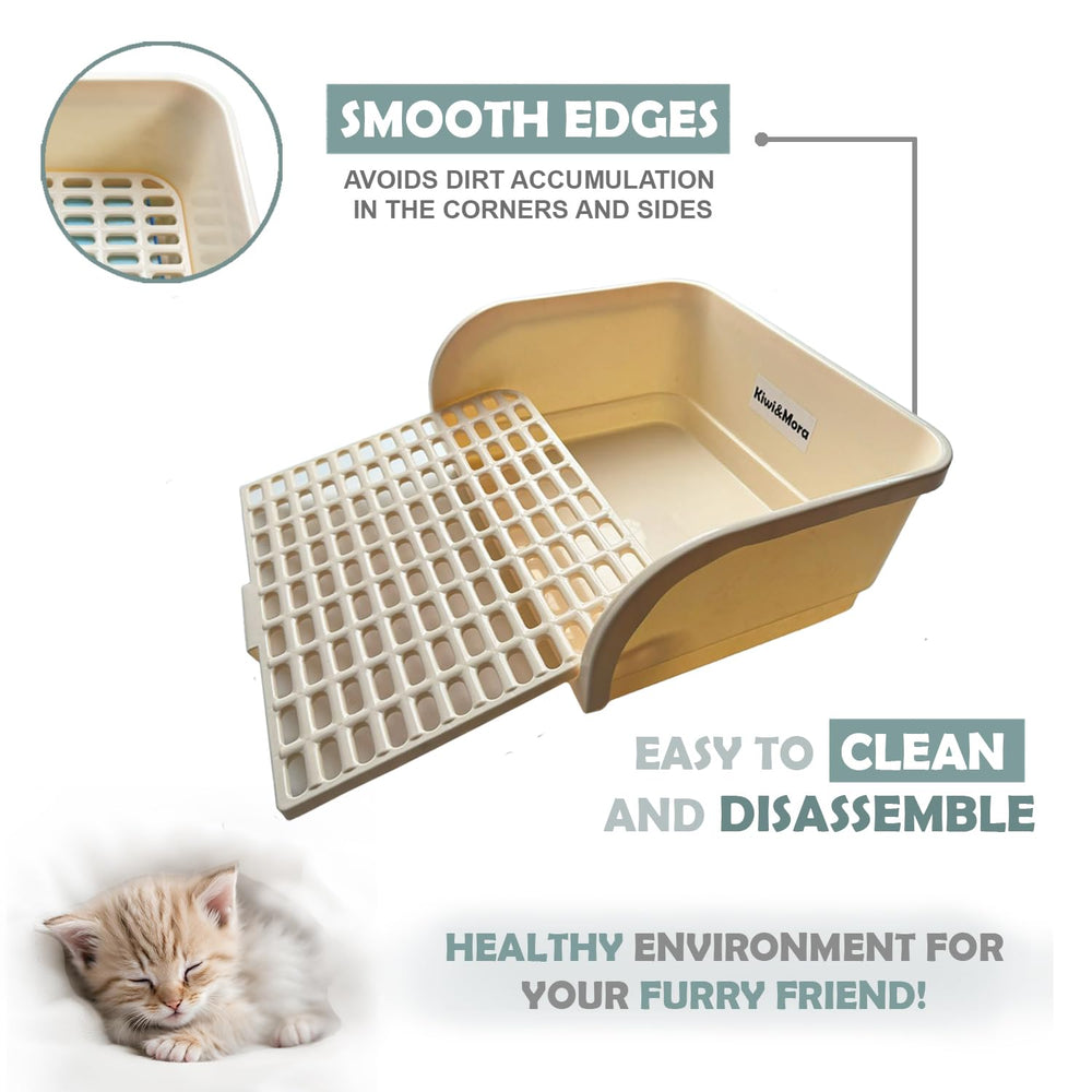 Kiwi & Mora rabbit litter box tall walls help reduce urine spray and protect floors.