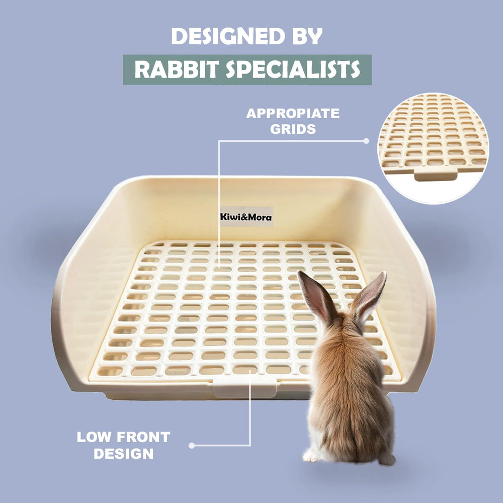Kiwi & Mora rabbit litter box top view highlights tall walls to minimize splashing.