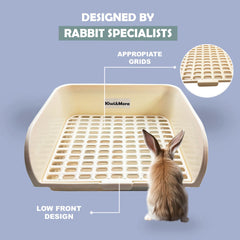 Kiwi & Mora rabbit litter box top view highlights tall walls to minimize splashing.