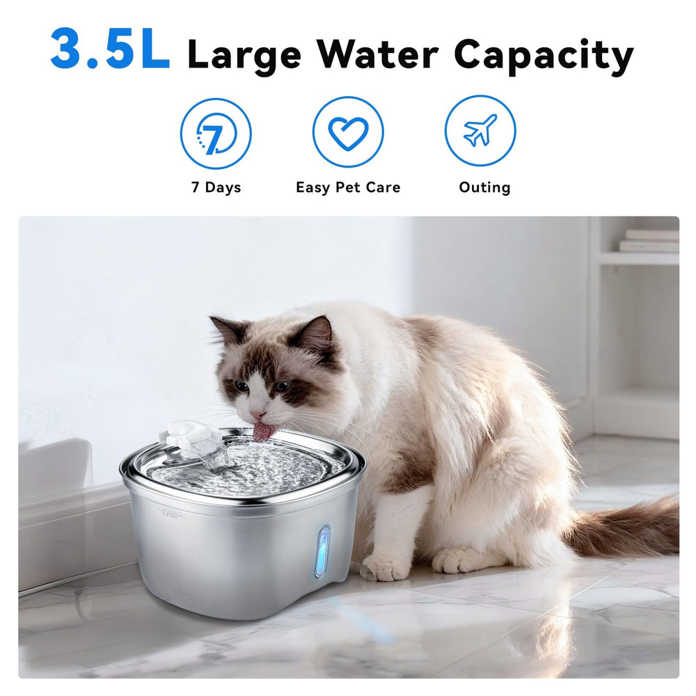 KiwiLove cat water fountain triple-flow modes for varied hydration options.