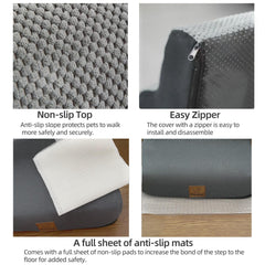 KIWIWOOF 4-step stairs non-slip mat grey keeps stairs secure