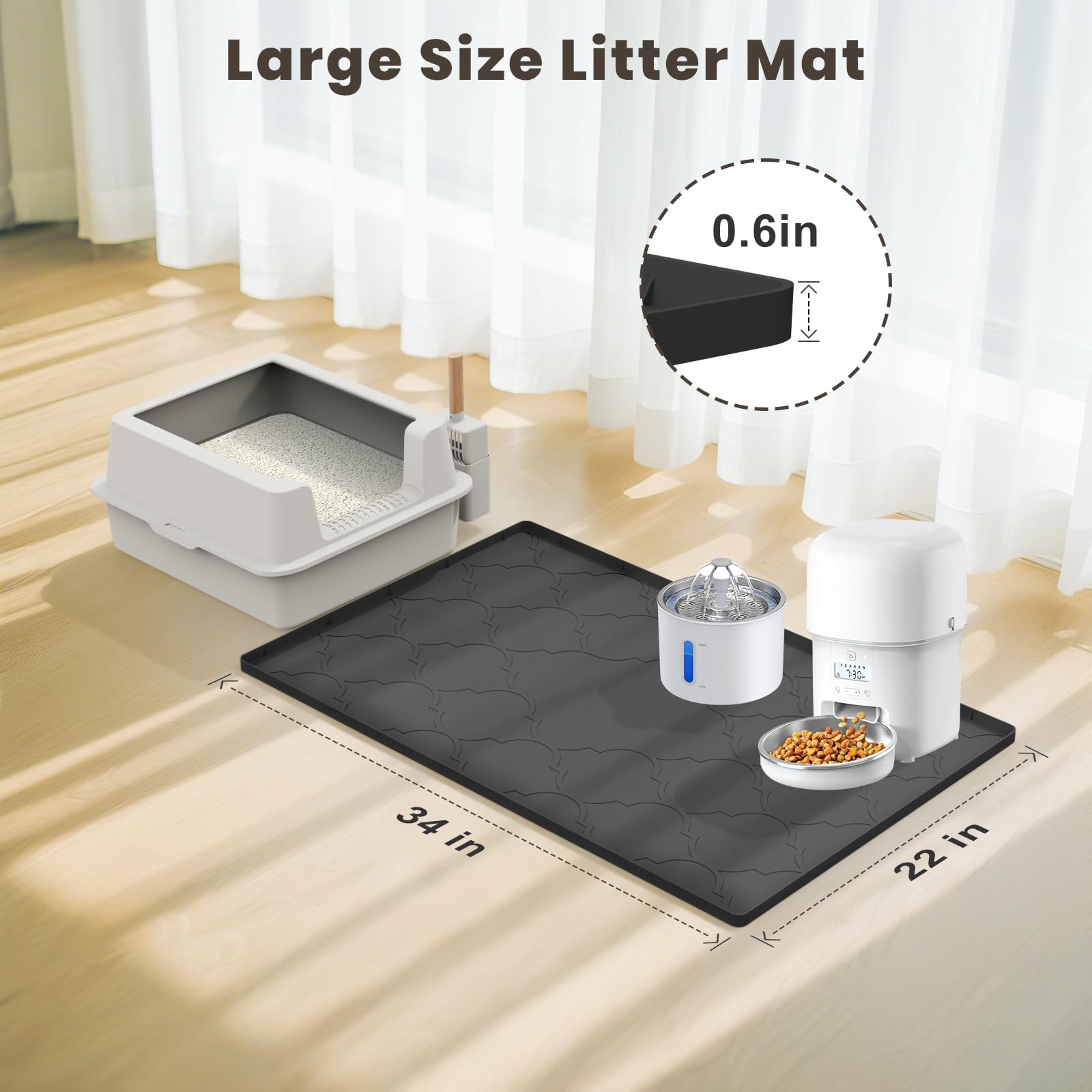 KIXCVDM waterproof edge protects floors from moisture around litter area