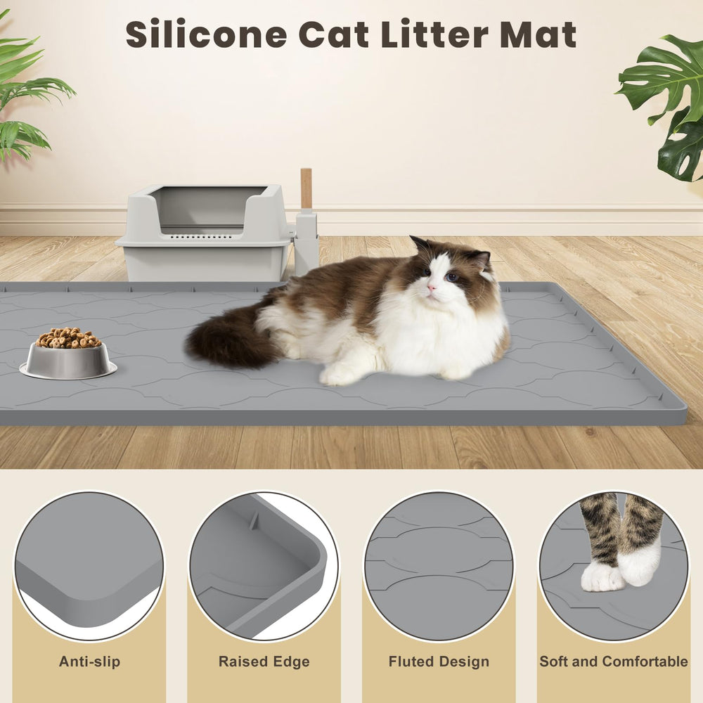 KIXCVDM waterproof litter mat with leak-proof edge keeps floors dry