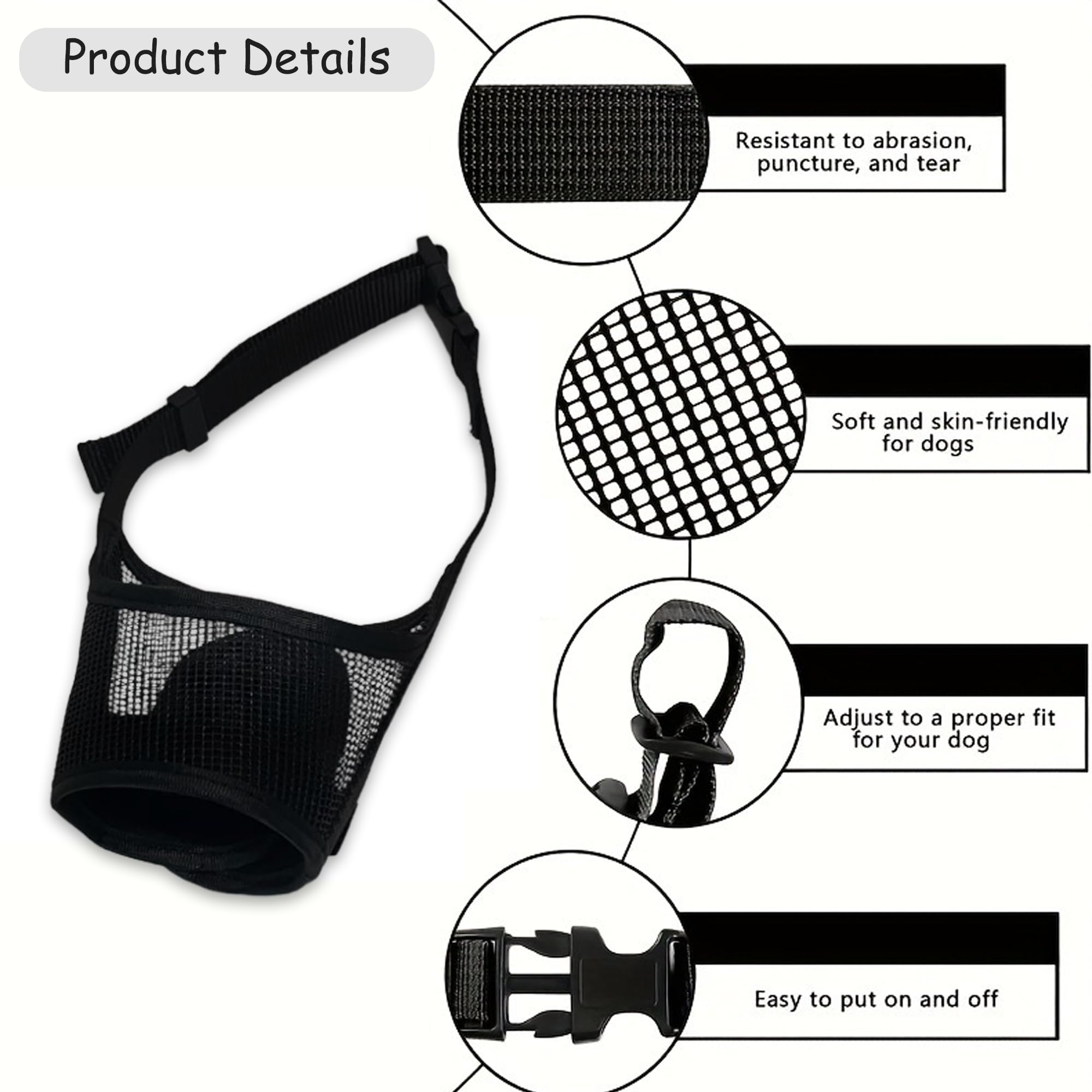 KixMalkinly secure hook-and-loop fastener keeps the muzzle in place during training.