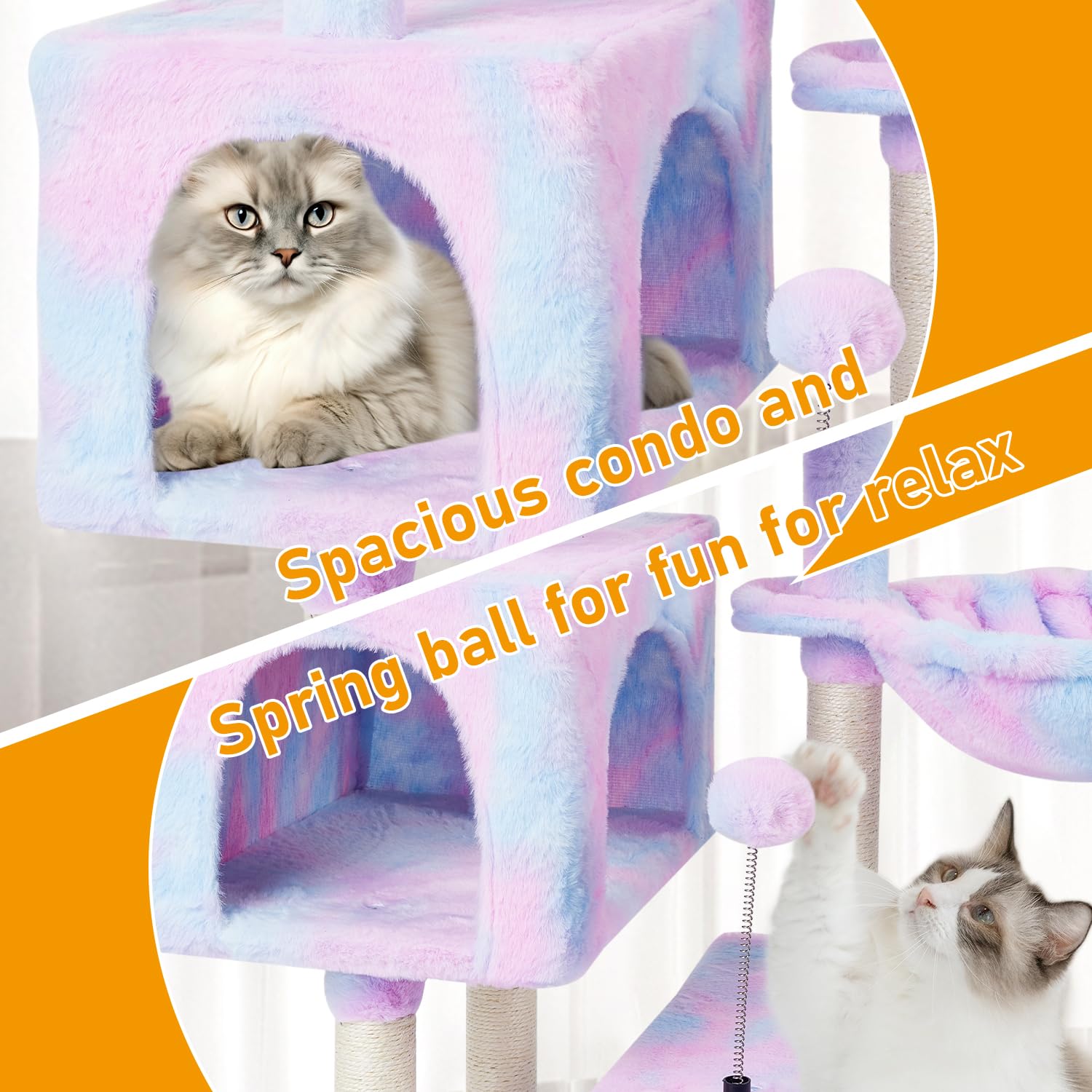 Kiyumi cat tree sisal posts help claws stay sharp and furniture safe.
