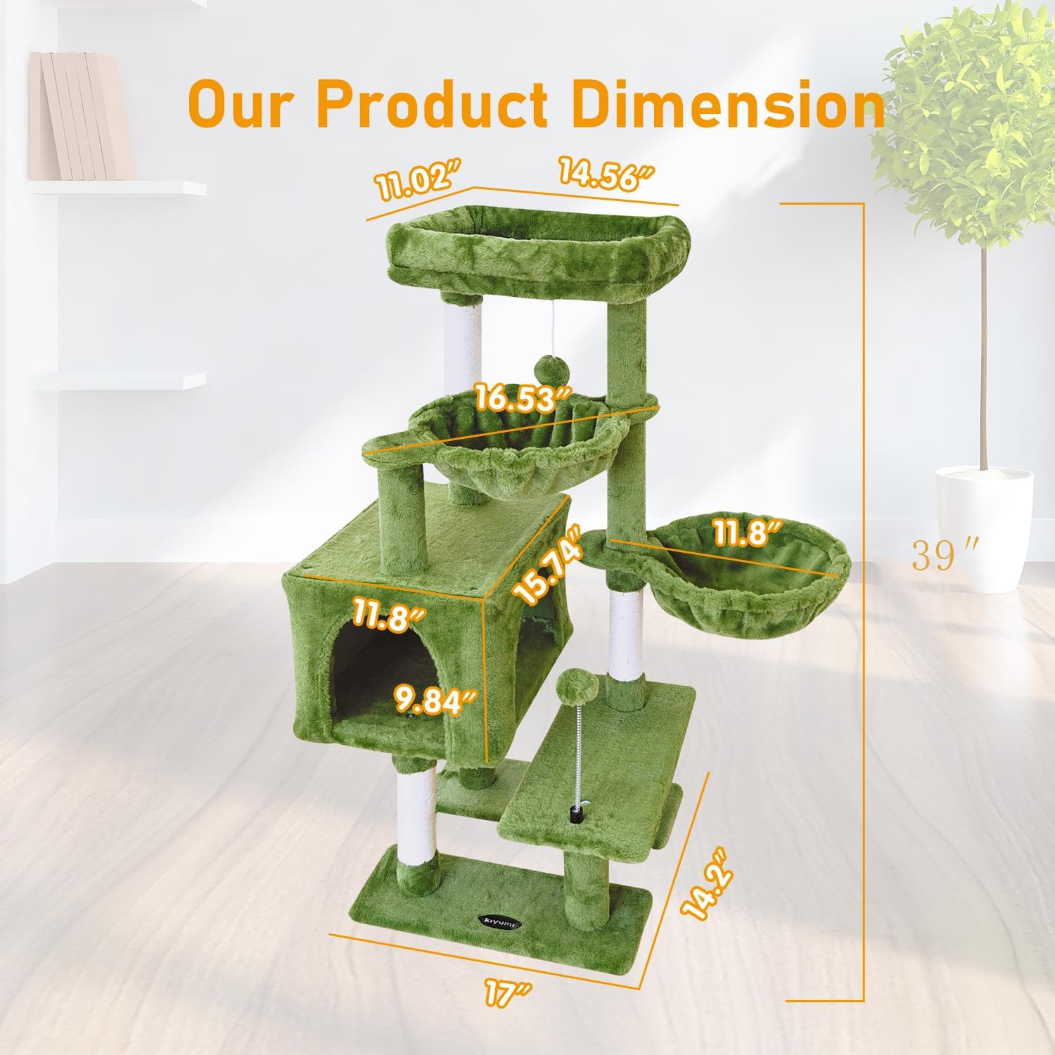 KIYUMI cat tree sisal-scratch-post protects furniture while sharpening claws