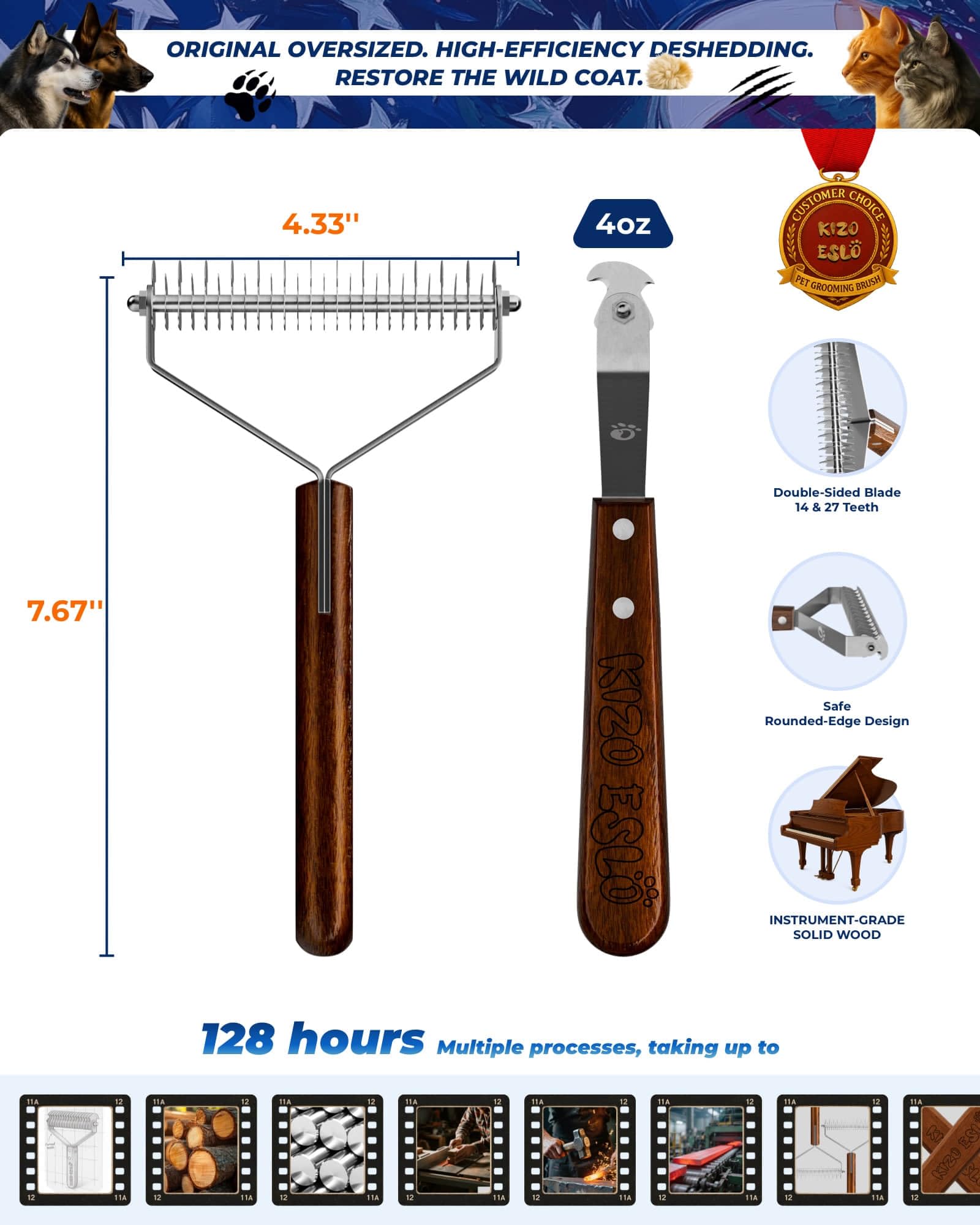 KIZO ESLO fast grooming with dual-side versatility