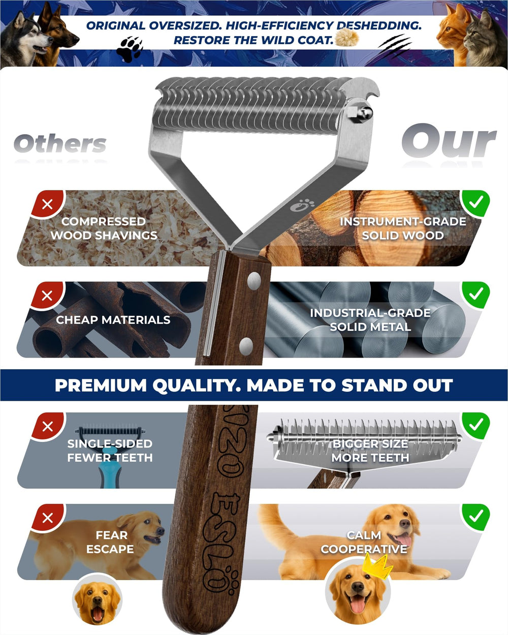 KIZO ESLO fine-tooth-side-for-deshedding-and-thinning coat