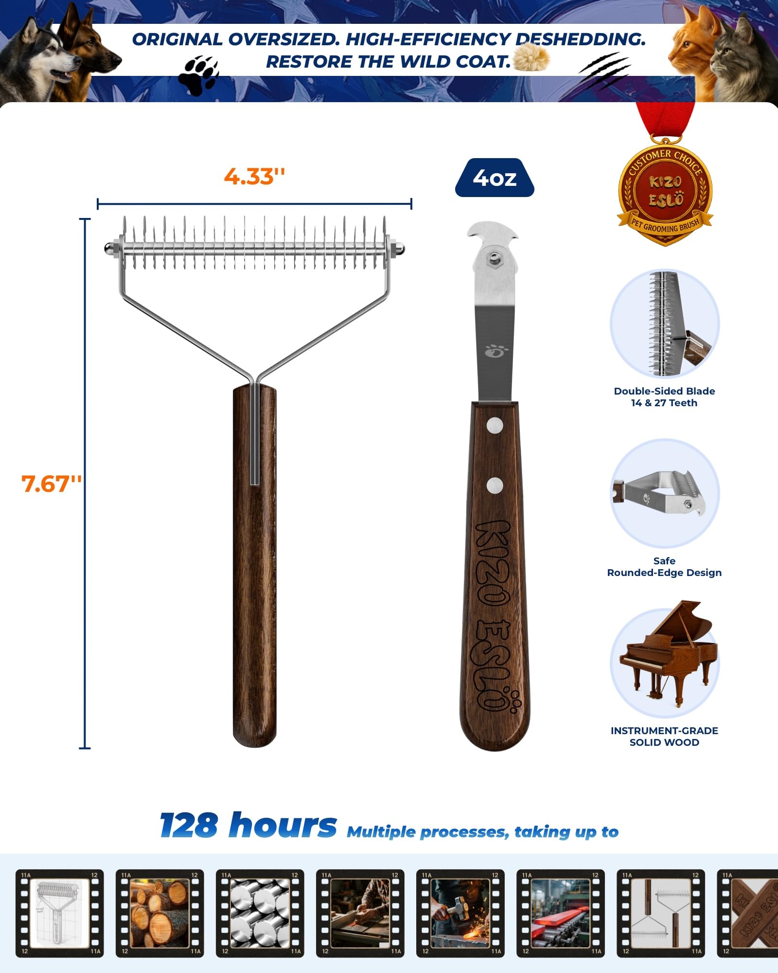 KIZO ESLO shedding-reduction-up-to-97-9-percent helps keep coat tidy