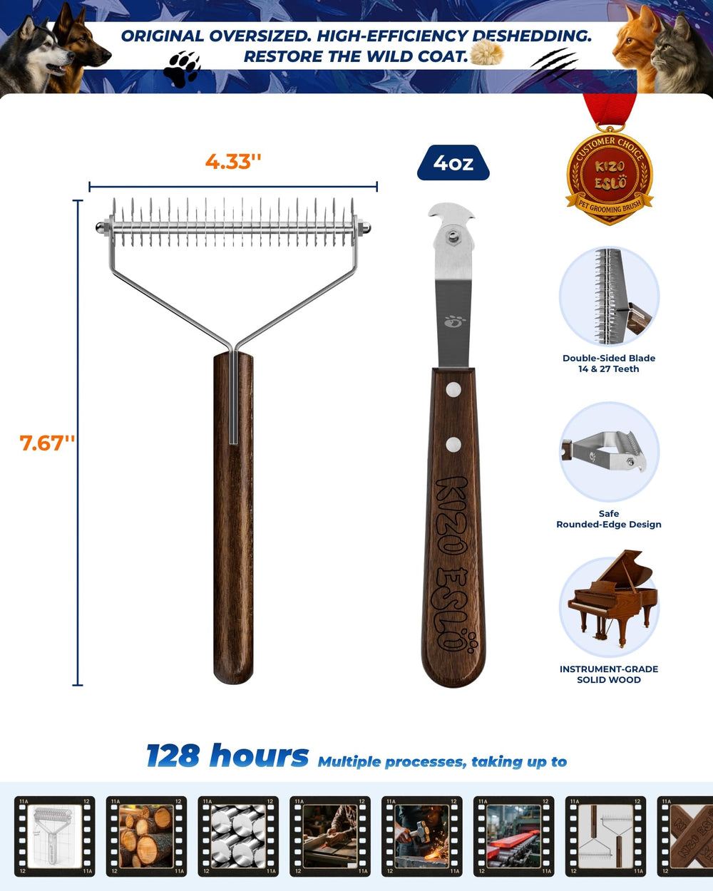 KIZO ESLO shedding-reduction-up-to-97-9-percent helps keep coat tidy