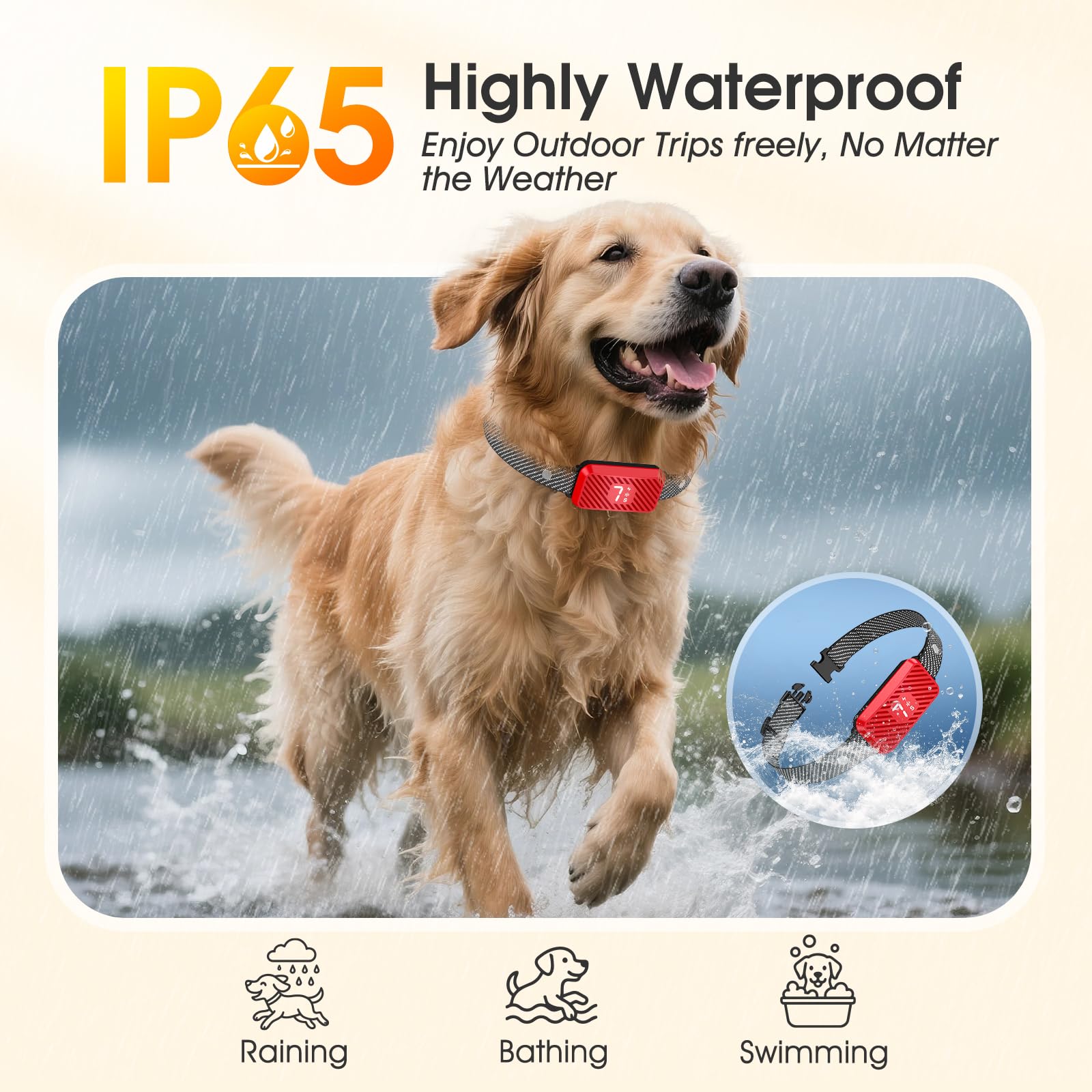KJKZO Bark Collar 2h fast charging and IP65 waterproof for outdoor use and rain