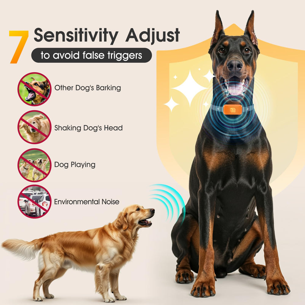 KJKZO bark collar sensors closeup highlights dual-sensor accuracy for fewer false triggers