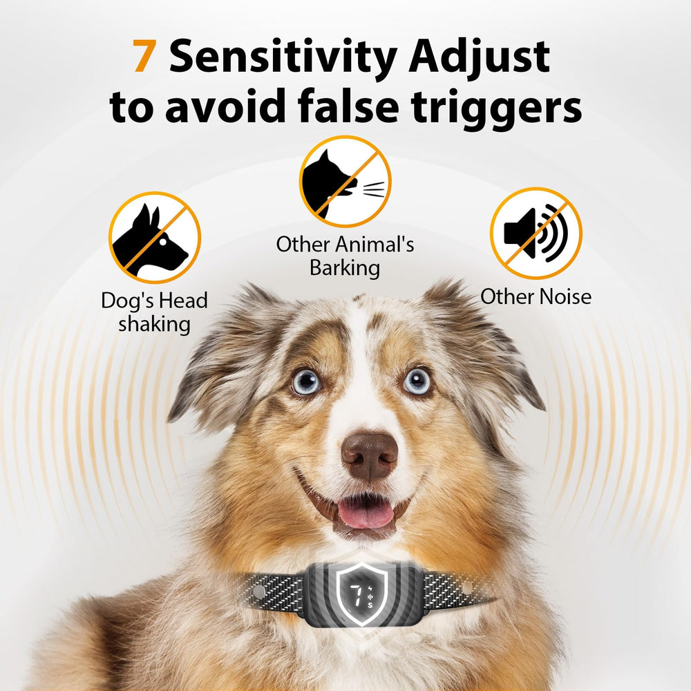 KJKZO bark collar sensor activation close-up showing dual-detection