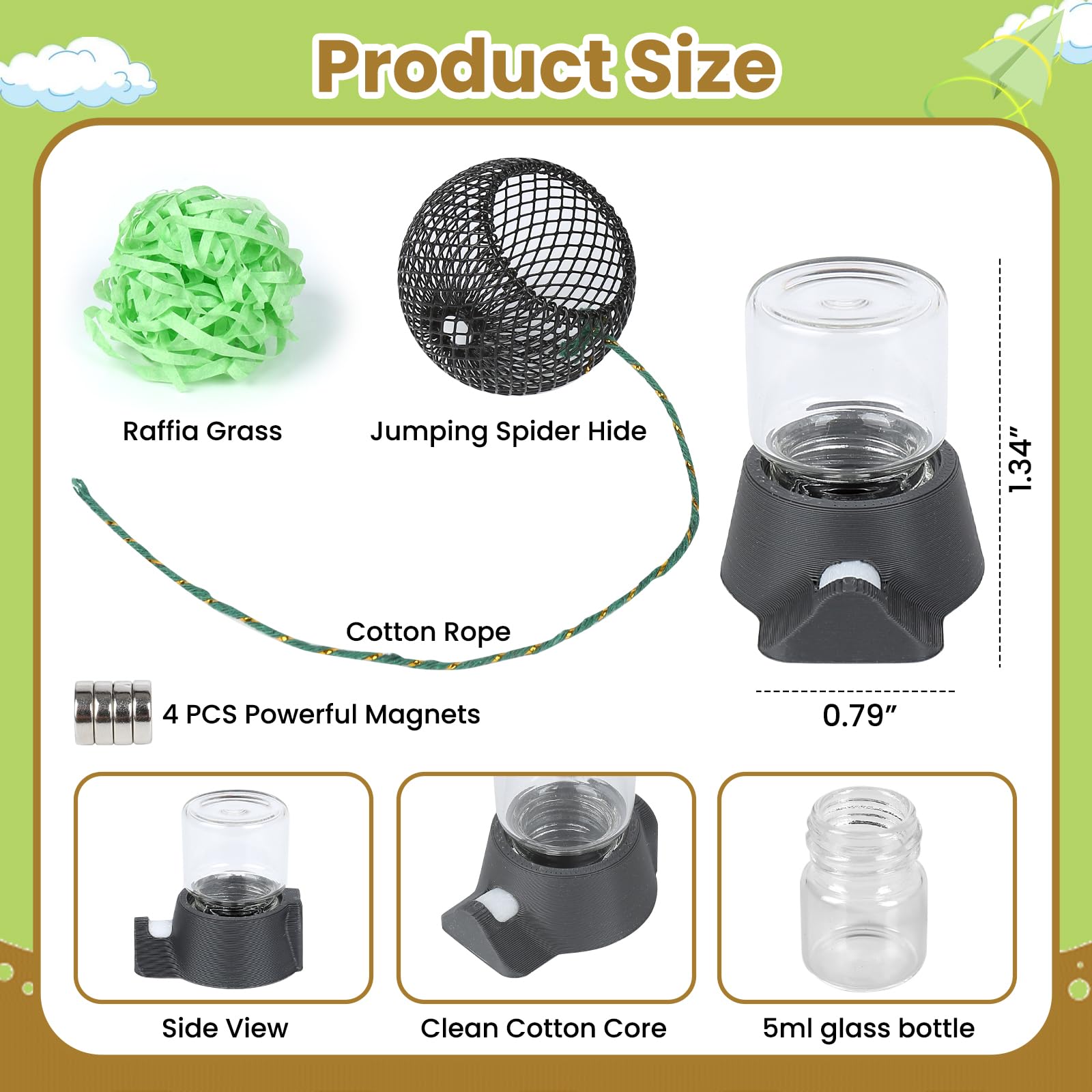 kkaririzhhi water dispenser bottle ensures steady hydration and reduces spill risk for spiders.