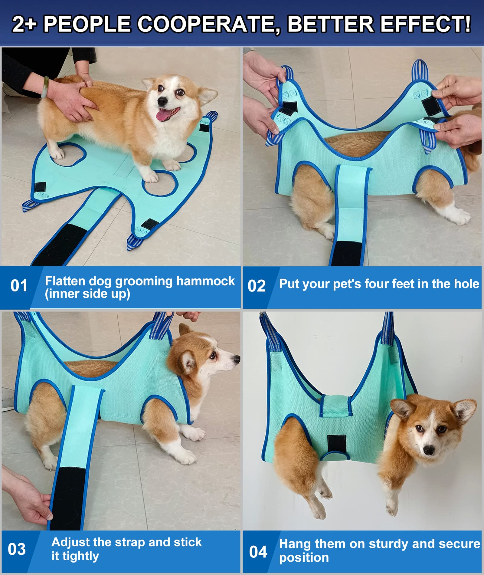 Kkiimatt dog grooming hammock with clipper kit included for grooming.